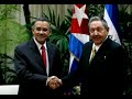 Mauricio Funes entrevistando al lider de la revolucion cubana