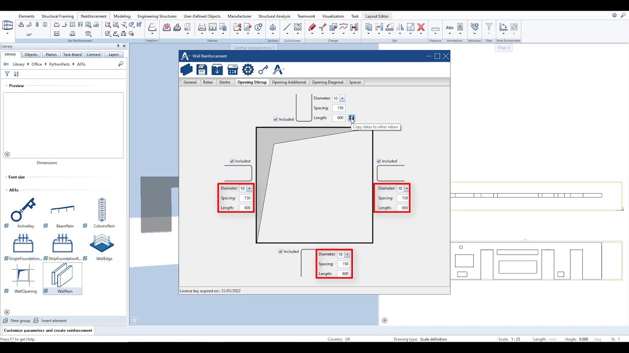 Copy data to other rebars button