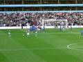 Aston Villa versus Portsmouth. Ashley Young Free kick.