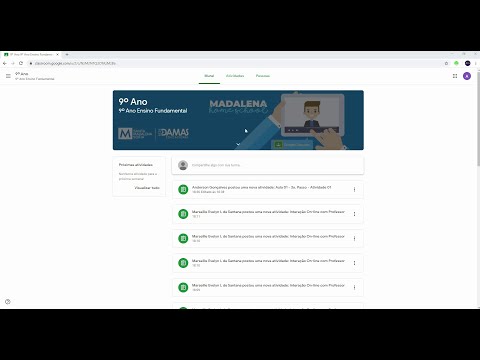 Tutorial Madalena Home School – Área interna da plataforma Google Classroom