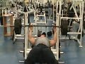 Allen Baria bench pressing 405 lbs. X 25 reps then, 500 X 10 reps.