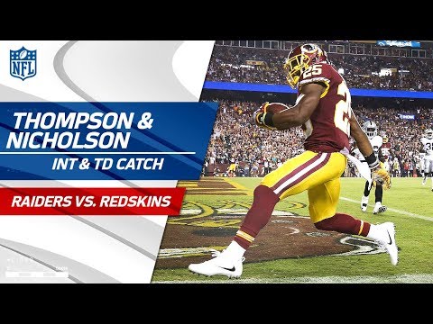 Video: Chris Thompson's TD Catch Set Up by Montae Nicholson's Huge INT! | Raiders vs. Redskins | NFL Wk 3