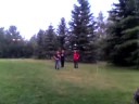 Us playing in pooring rain!