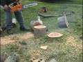 videos de Old Solo 70cc Chainsaw Cutting Wood