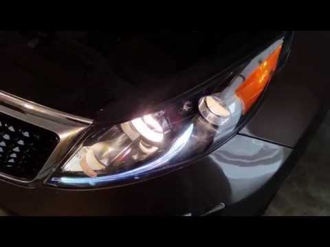 2014 Kia Sportage SUV – Testing Headlights After Changing Bulbs – Low Beam, High, Turn Signal