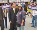 Los Angeles Mayor Villaraigosa with Rice Lady Campaigns in Venice Beach the day before the election.  NameOnRice.com