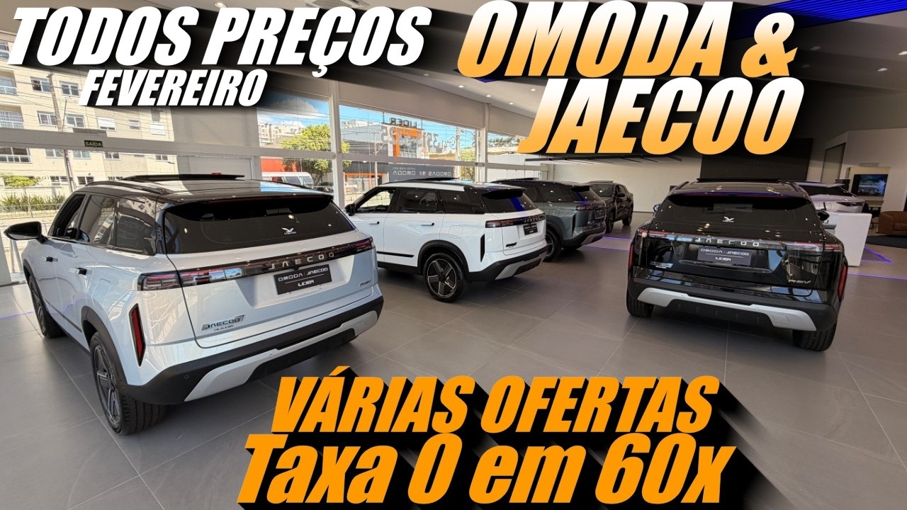 TODOS OS CARROS E PREÇOS DA OMODA JAECOO. OMODA 5 HEV, JAECOO 7 PHEV, OMODA 7 PHEV. Fevereiro 2026