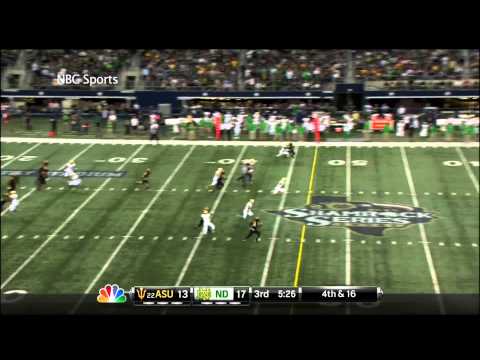 notre - The Fighting Irish defeated the Arizona State Sun Devils 37-34 at AT&T Stadium in North Texas in the 2013 Shamrock Series.