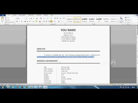 how to do a cv for a job example