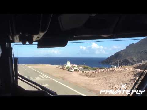 The landing at Saba, the world's shortest commercial runway.