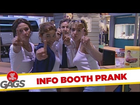 Information booth waiting line prank