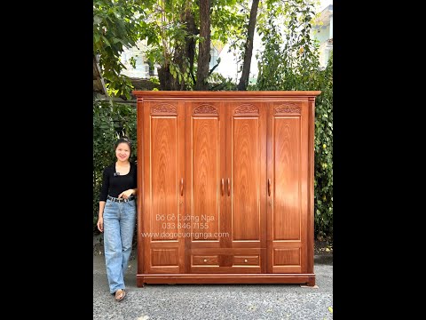 Tủ quần áo gỗ xoan đào 4 cánh chỉ với 8.000.000 
