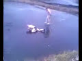 Stupid Drunk Guy Jump and Swim in a Frozen Lake