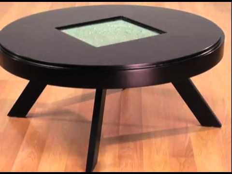 Geode 36-Inch Round Coffee Table with Frosted Center by Armen Living