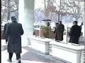 Condi Rice slides by on a snowy morning