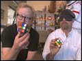 no task is impossible for the mighty mythbusters, not even solving a rubik's cube blindfolded (jamie) or using only feet (adam).