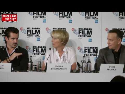 emma thompson - Saving Mr Banks press conference interviews with Tom Hanks, Emma Thompson, Colin Farrell, Ruth Wilson, John Lee Hancock, Alison Owen & Kelly Marcel. http://b...