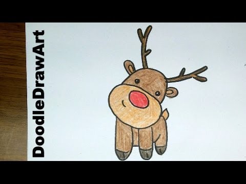 Drawing: How To Draw a Cute Cartoon Rudolph Reindeer Baby – Easy Lesson Step by Step for kids [HD]