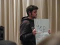 sean penn came to sfsu on dec. 7 to give a speech to (kind of) endorse dennis kucinich, and towards the end of the speech, leigh wolf, president of the college republicans at sfsu stood up and held a few signs. a kucinich supporter confronted him. sean penn continued with his speech.
