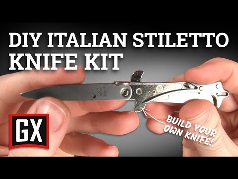 SKM 4" Italian Stiletto Keychain Kit Black Automatic Knife