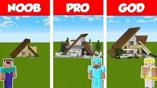 Minecraft NOOB vs PRO vs GOD: MODERN A-FRAME HOUSE BUILD CHALLENGE in Minecraft / Animation