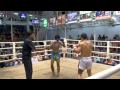 George (Tiger Muay Thai) scores a TKO via low leg kicks against Thai opponent