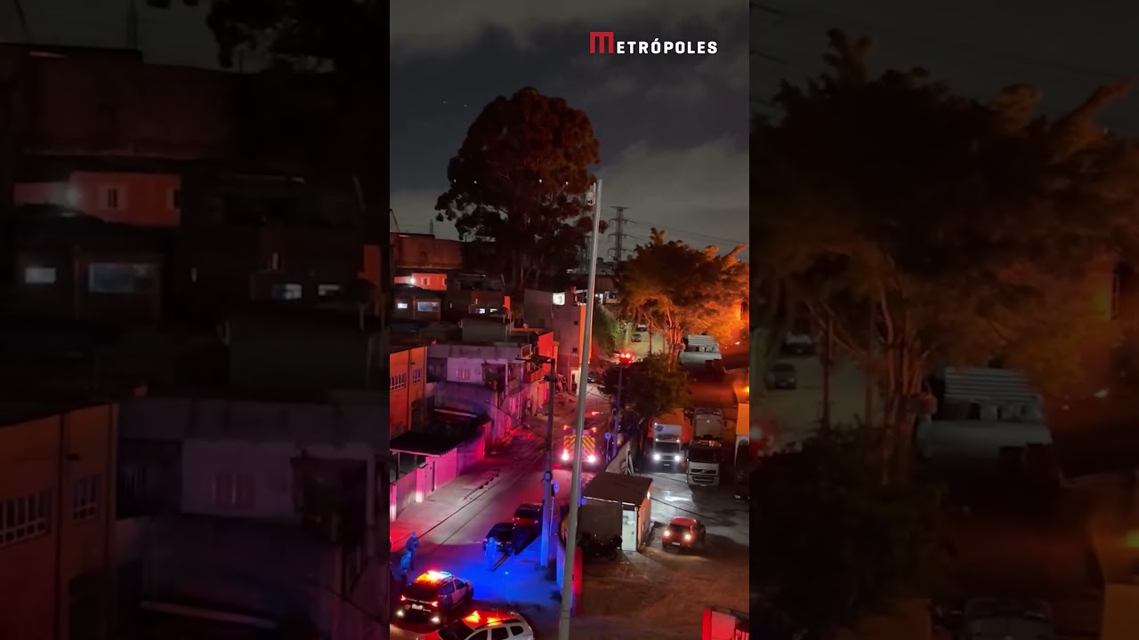 Incêndio de grandes proporções atinge prédio comercial em Guarulhos