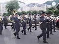 Drumfanfare Koninklijke Luchtmacht in Lourdes mei 2008. Internationale parade door Lourdes