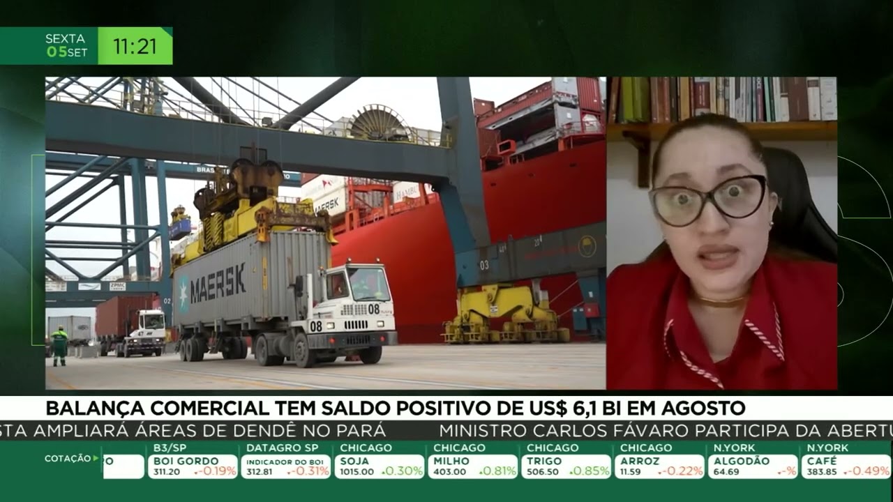 Balança Comercial tem saldo positivo de U$$ 6,1 BI em agosto