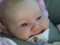 Annika in her car seat in the car, Dec 4th.