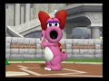 the daisy cupids and the waluigi mystiques go toe to toe at peach garden in mario superstar baseball for the nintendo gamecube.