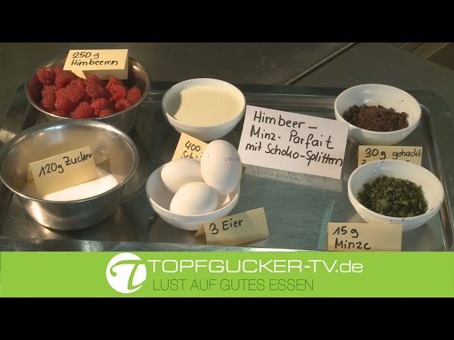 Himbeer–Minz– Parfait | Teil 2 | Dessert Mandel Honig Hippe schokolierte Früchte