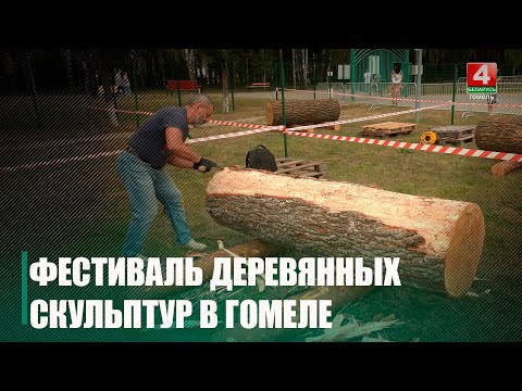 Первый фестиваль деревянных скульптур стартовал в Гомеле видео