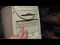 This PII-233 MHz Gateway 2000 was one of the first computers to come with a DVD reader drive. Since the main CPU was not fast enough to support full-motion MPEG2 decoding for DVD playback, it uses a hardware MPEG decoder board which attaches to the video and sound cards. Unfortunately, the DVD-ROM drive is broken, and the motherboard has a 