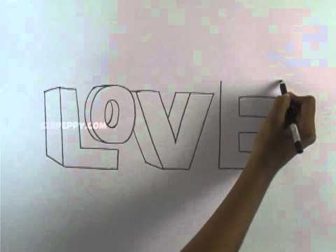 how to draw i love u in 3d