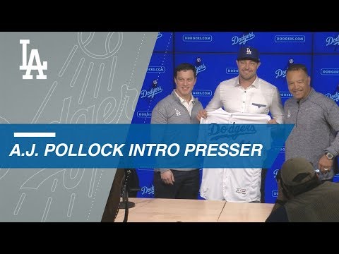 Video: Dodgers introduce newly acquired outfielder A.J. Pollock