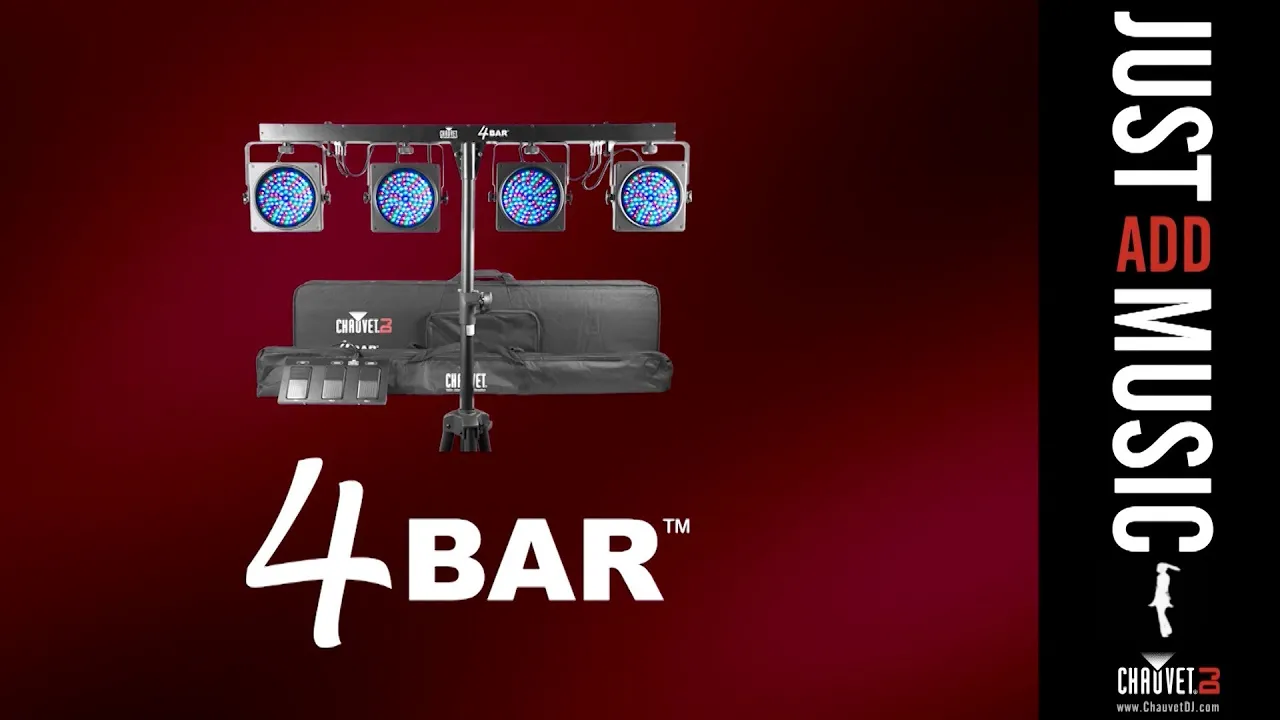 Product video thumbnail for Chauvet 4BAR 4x LED Par Wash Light Complete System