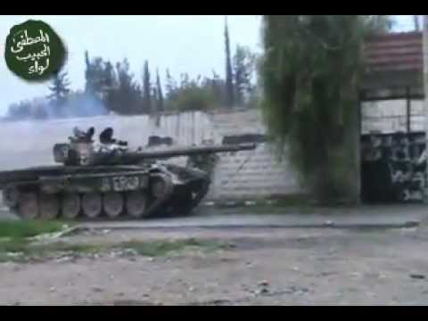 استهداف تحصنات قوات النظام داخل إدارة المركبات في ريف دمشق بواسطة قذائف دبابة من قبل كتيبة ذي النورين  ضمن مجريات معركة "إدارة المركبات"