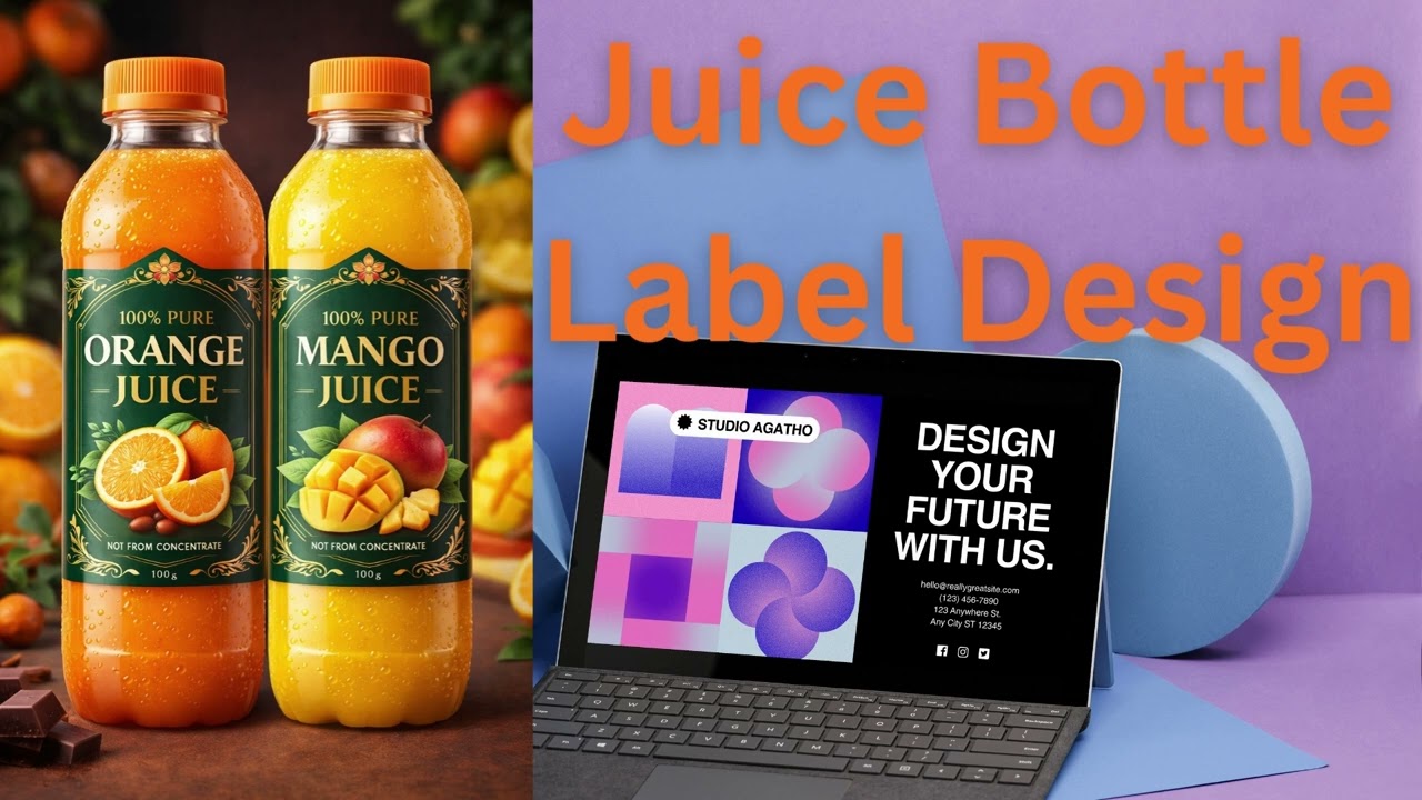 Juice Bottle Label Design | Product Label Design Tutorial