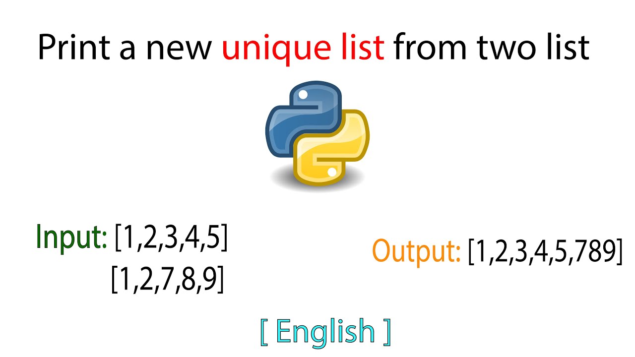 Print a unique list from two List | Duplicates removed | Python | English | Tutorial | 2021