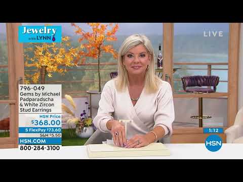 Gems by Michael Padparadscha and White Zircon Stud Earri...