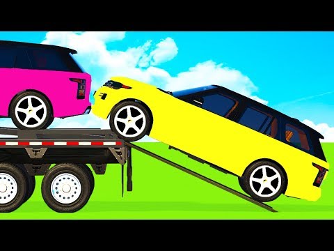 FUN SUV CARS Transportation & LEARN COLORS for Kids w Spiderman for Babies in Superheroes Cartoon