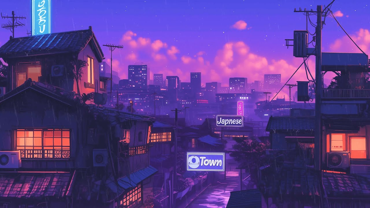 Retro Lofi Hip Hop Beats 🥡 1980s & 90s Vibes & Nostalgic Japanese Town Ambience 🌆 Lofi Rain Playlist