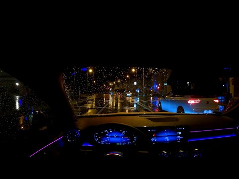 POV Mercedes Rainy night drive ASMR NO TALKING NO MUSIC 4K