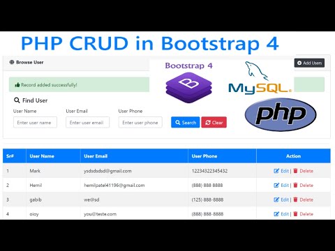 Learn PHP CRUD Create Read Update Delete Tutorial with MySQL Bootstrap ...