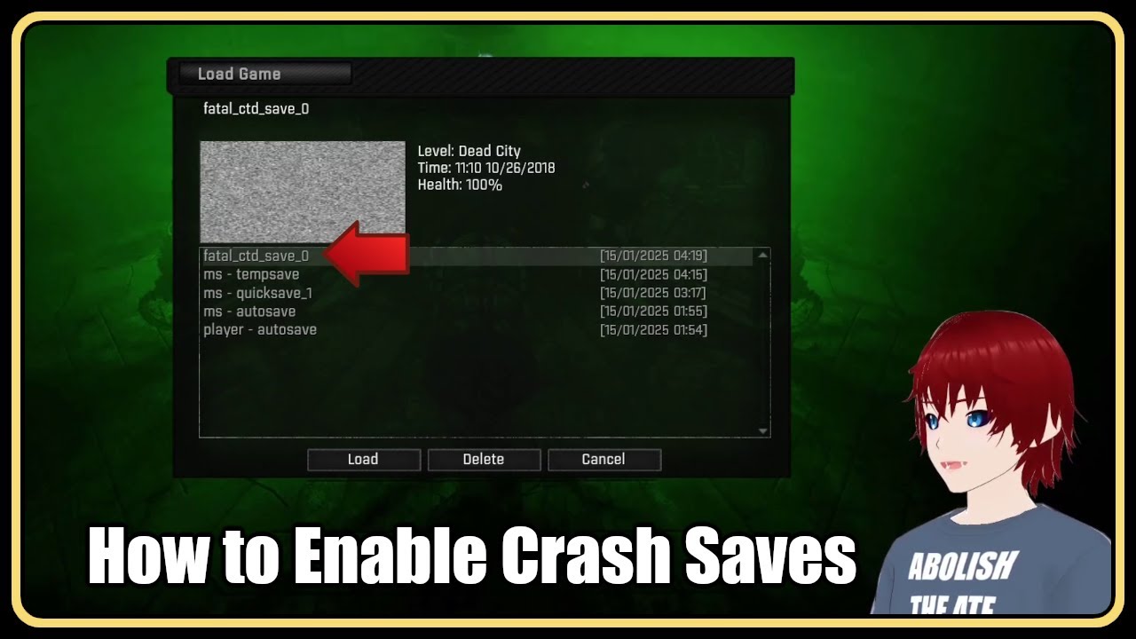 S.T.A.L.K.E.R. Anomaly - How to enable Save on Crash