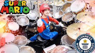 世界一巨大なドラムでマリオメドレー叩いてみた!! 【マリオドラム】 / A drummer in Super Mario World