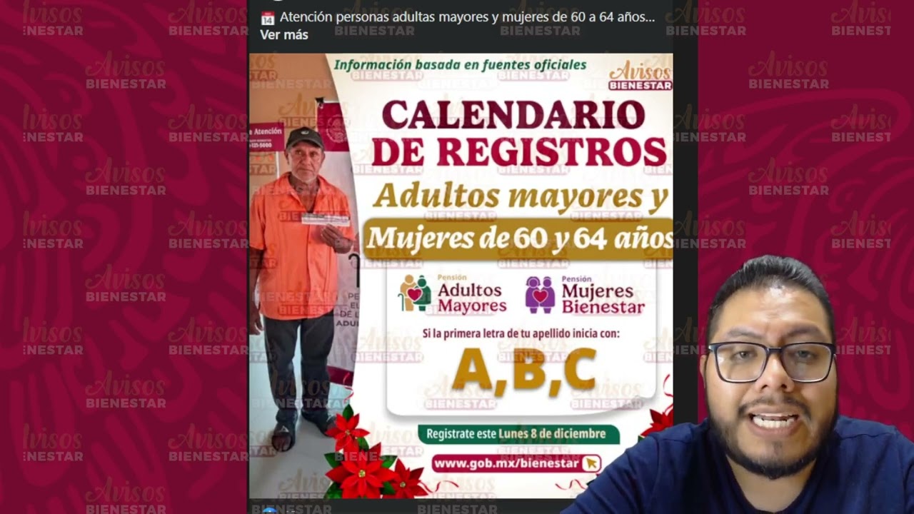 HOY 8 DE DICIEMBRE estas letras les toco registro a pensión adulto mayor y pensión mujeres bienestar