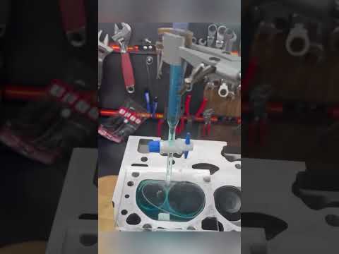 Measure combustion chamber volume and calculate engine compression ratio.