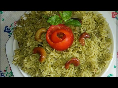 Pudina Rice Recipe / Mint Rice Recipe In Pressure Cooker /  Pudina Pulao Recipe In Kannada Video